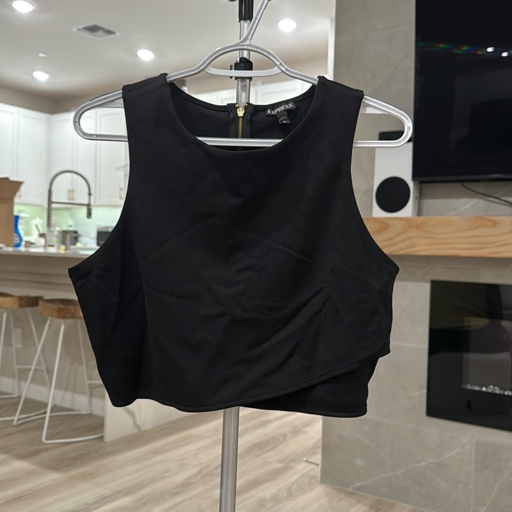 Express crop top black back cut outs large